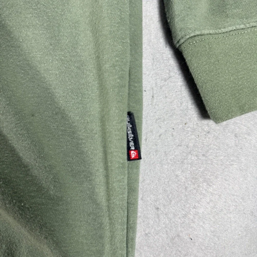 Quiksilver Mens XXL Olive Green Fleece Crewneck Logo Sweatshirt Pullover